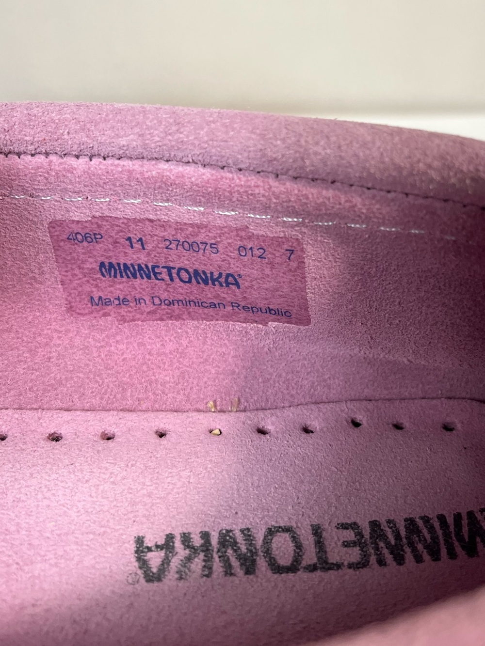 Minnetonka Women's Kilty Moccasins Lavender Suede Classic Casual Fringe Size 11 - Picture 5 of 6
